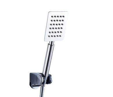 Square Shower Hand Square Chrome Finish Handset 1.5m Shower Hose Handset Holder For Bath Mixer Tap