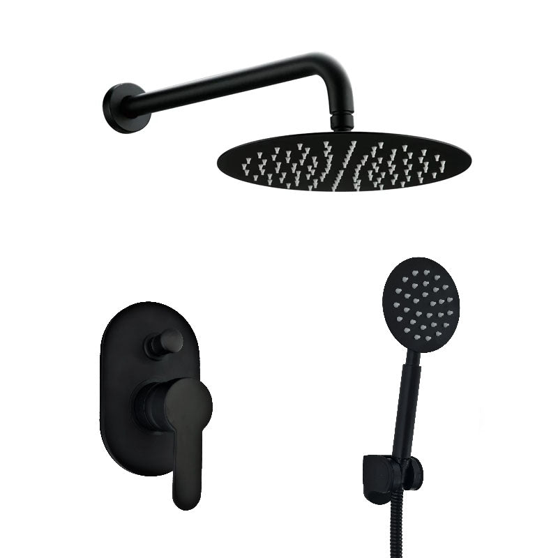 Concealed Rear Wall Round Mixer Head Black Matt Finish Shower Set