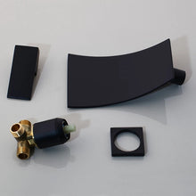 Load image into Gallery viewer, Black Taps For Bathroom Waterfall Sink Mixer Tap Bathroom Black Basin Finish Single Lever Hot Cold Tap Wall Mounted Tap
