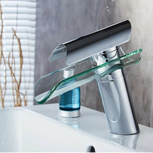 Load image into Gallery viewer, Glass Waterfall Bathroom Tap  Glass Waterfall Bathroom Tap Fitting Sink Tap Design Hot&amp;Cold Basin Tap Chrome Finish
