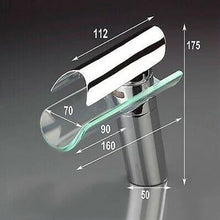 Load image into Gallery viewer, Deck Mounted Basin Glass Tap Glass Waterfall Bathroom Tap Fitting Sink Tap Design Hot&amp;Cold Basin Tap Chrome Finish
