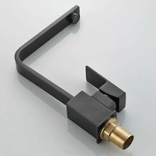 Load image into Gallery viewer, black kitchen tap Mixer Tap Square Mono Brass Faucet Kitchen Tap Black Finish Square Neck Sink Taps lever
