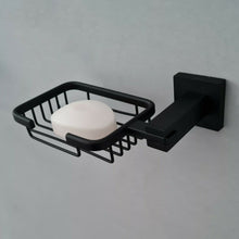 Load image into Gallery viewer, black soap dispenser holder Bathroom WC Soap Holder Black Square Wall Mounted Stylish Soap Black Holder Accessory
