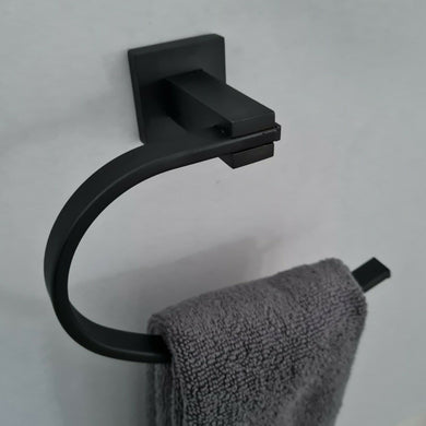Black Towel Holder Black Towel Holder Bathroom WC Square Wall Mounted Modern Towel Rail Holder Black Stylish Accessory