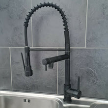 Load image into Gallery viewer, Kitchen Tap Black Matte Kitchen Tap Black Finish Mixer Tap Pull Down Dual Spout Spray Single Lever Faucet
