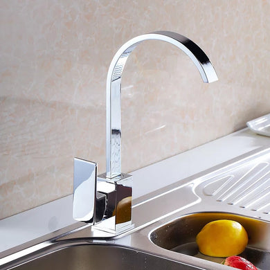 single lever mono mixer kitchen tap chrome Kitchen Tap Chrome Finish Mixer Tap Square Faucet
