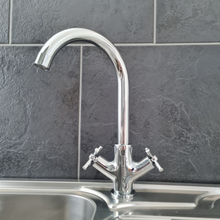 Load image into Gallery viewer, Kitchen Tap Chrome Finish Kitchen Tap Chrome Finish Mixer Twin Lever Swivel Tap
