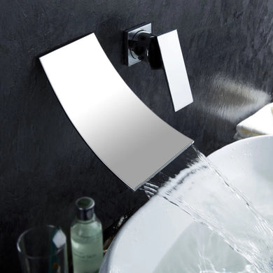 basin mixer tap Waterfall Basin Tap Chrome Finish Mixer Tap Bathroom Single Lever Hot Cold Tap Wall Mounted Tap