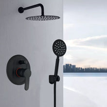 Load image into Gallery viewer, Concealed Rear Wall Black Matt Round Shower Set Mixer Round Head
