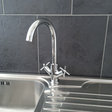 Load image into Gallery viewer, Single Lever Faucet  Kitchen Tap Chrome Finish Mixer Twin Lever Swivel Tap
