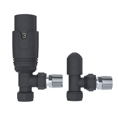 Towel Raditor Valves Anthracite Thermostatic and Manual Control Corner Towel Radiator Valves15mm Pair