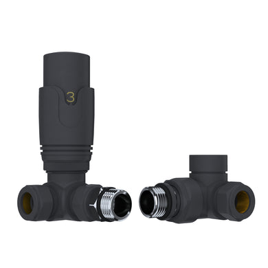 Radiator Valves15mm Pair Radiator Valves15mm Pair Anthracite Thermostatic and Manual Control Corner Towel