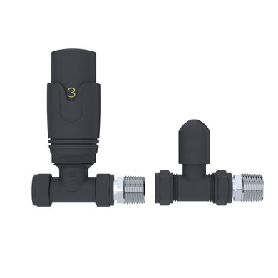 Towel Radiator Valves15mm Pair Anthracite Thermostatic and Manual Control Corner