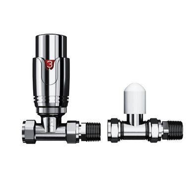 Thermostatic Valve Thermostatic and Manual Control Corner Towel Radiator Valves15mm Pair Chrome