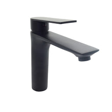 Load image into Gallery viewer, Black Basin Tap Round Bathroom Basin Sink Mixer Tap Brass Single Lever Modern Black Basin Finish
