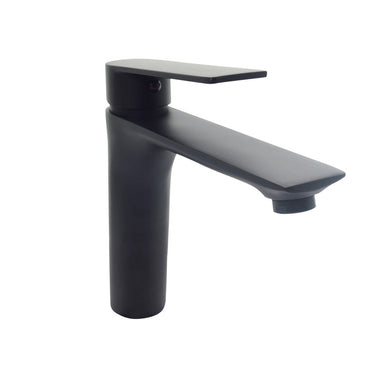 Black Basin Tap Round Bathroom Basin Sink Mixer Tap Brass Single Lever Modern Black Basin Finish