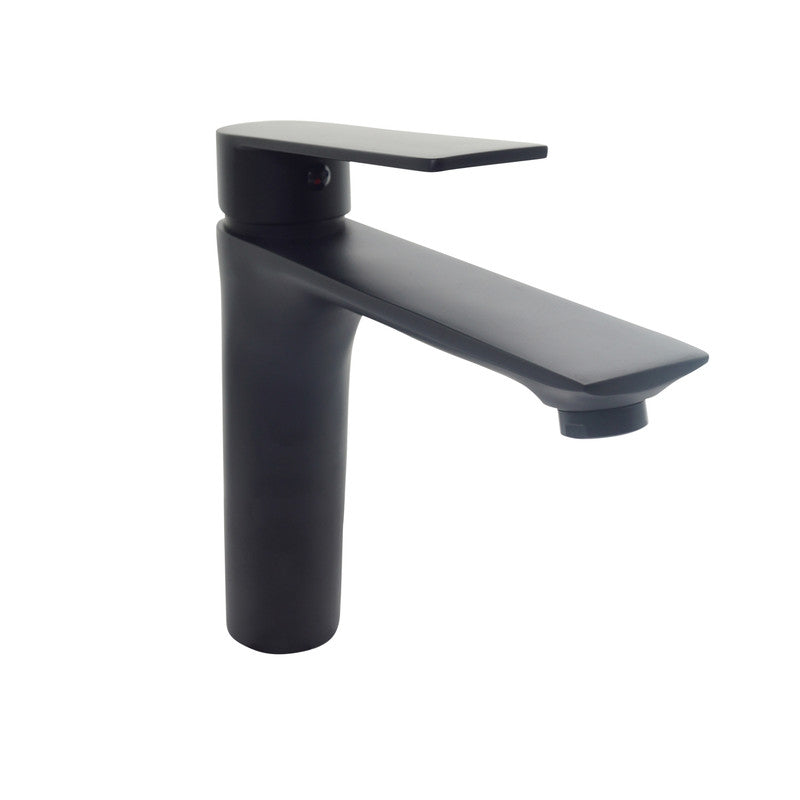 Black Basin Tap Round Bathroom Basin Sink Mixer Tap Brass Single Lever Modern Black Basin Finish