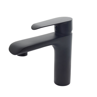 Black Basin Tap Round Bathroom Mono Black Basin Sink Mixer Tap Brass Single Lever Modern Black Finish