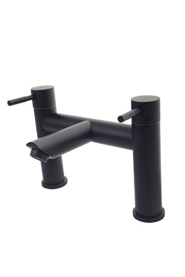 Black Matte Bath Filler Tap Bathroom Modern Waterfall Black Finish Basin Bath Sink Mono Square Mixer Bath Filler Tap