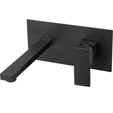 Wall Mounted Basin Tap Waterfall Black Basin Sink Mixer Tap Black Matt Finish Single Lever Tap Wall Mounted Tap