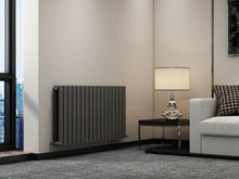 Load image into Gallery viewer, Horizontal Slimline Double Radiator Anthracite 600x1158mm Horizontal Slimline Double Radiator Anthracite 600x1158mm
