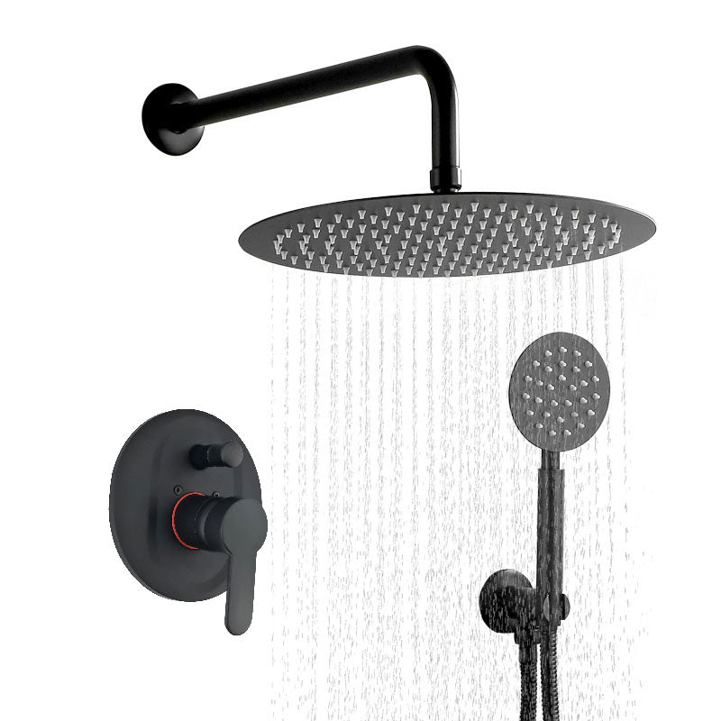 Concealed Rear Wall Black Matt Round Shower Set Mixer Round Head