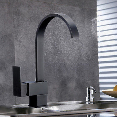 Kitchen Tap Kitchen Tap Black Finish Lever Mixer Tap Square Mono Faucet