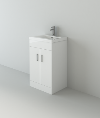 Free Standing Vanity Uniy 500mm White Free Standing Vanity Unit and Slim-Edge Basin