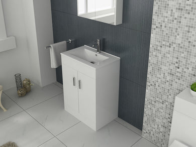 Vanity Unit 700mm White Free Standing Vanity Unit and Slim-Edge Basin