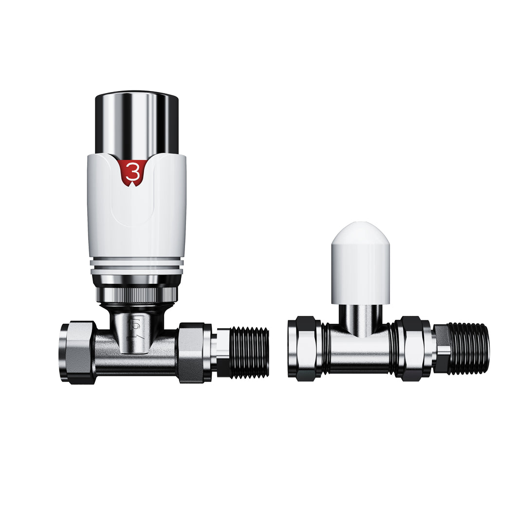 White Thermostatic Manual Control Corner Towel Radiator Valves15mm Pair Chrome White Thermostatic Manual Control Corner Towel Radiator Valves15mm Pair Chrome