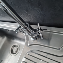 Load image into Gallery viewer, Kitchen Tap Chrome Finish Mixer Twin Lever Swivel Tap Kitchen Tap Chrome Finish Mixer Twin Lever Swivel Tap
