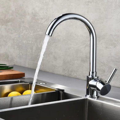 Kitchen Tap Chrome Finish Sink Mixer Mono Lever Tap Swivel Modern Faucet