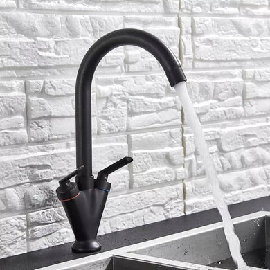 Kitchen Tap Kitchen Tap Black Finish Dual Lever Taps Mono Mixer Faucet