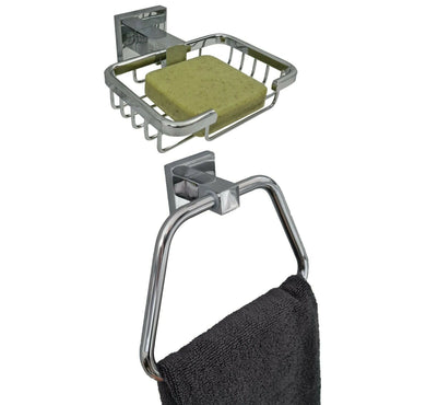 Bahroom Accessories Set The Bath Plus+ Bathroom Accessory Set Chrome Finish Soap Holder & Towel Holder Set Offer