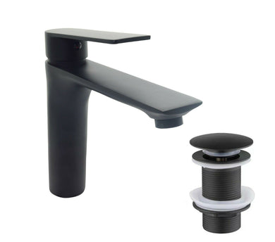 Basin Tap The Bath Plus Bathroom Set Offer Mono Sink Mixer Tap & Slotted Click Clack Waste Black Basin Sink Tap
