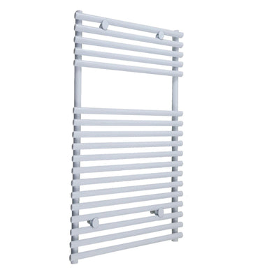 White Round Panel Designer Towel Rail Central Heating 480x850