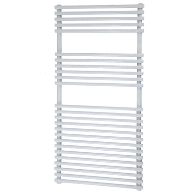 White Round Panel Designer Towel Rail Central Heating 1250x600