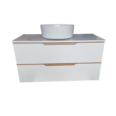 Vanity Unit 1000mm Wall Hung Vanity Unit 2 Drawer Cabinet White Finish