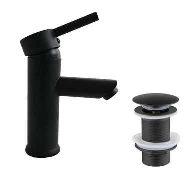 Basin Tap The Bath Plus Bathroom Black Basin Sink Mono Mixer Tap & Slotted Click Clack Waste Set Offer