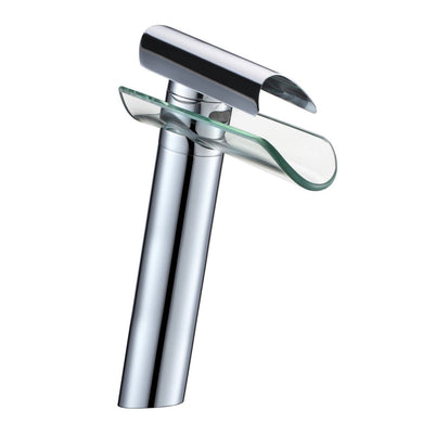 basin mixer tap Modern Waterfall 24cm Tall Bathroom Basin Tap Chrome Finish Mixer Mono Cloakroom