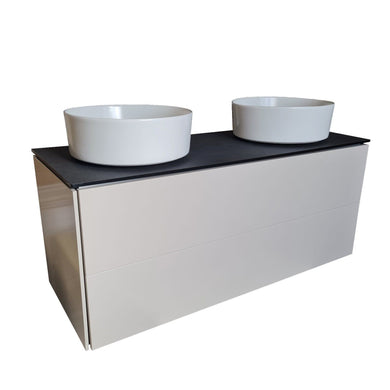 Vanity Unit 2 Drawer Cabinet  1200mm Wall Hung Vanity Unit 2 Drawer Cabinet Black Top Finish