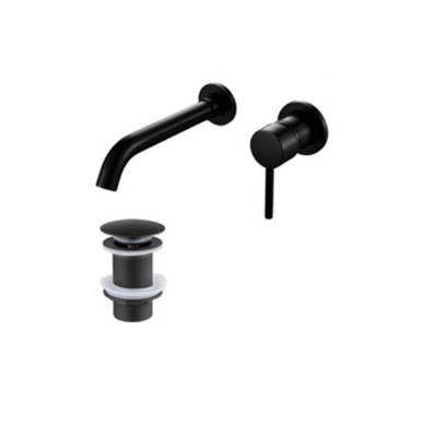 Basin Tap  TB+ Bathroom Black Basin Sink Mixer Tap & Slotted Click Clack Wastes Set Offer